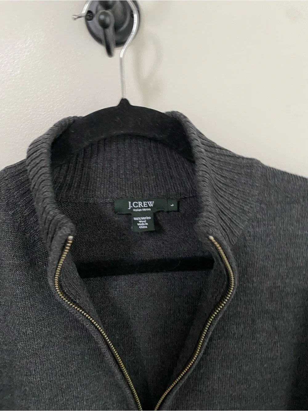 J.Crew Italian 100% Soft Merino Wool Full-Zip Sweater L Mens